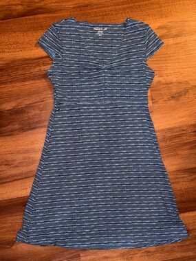 Toad&Co Navy and Light Blue Striped Knit dress